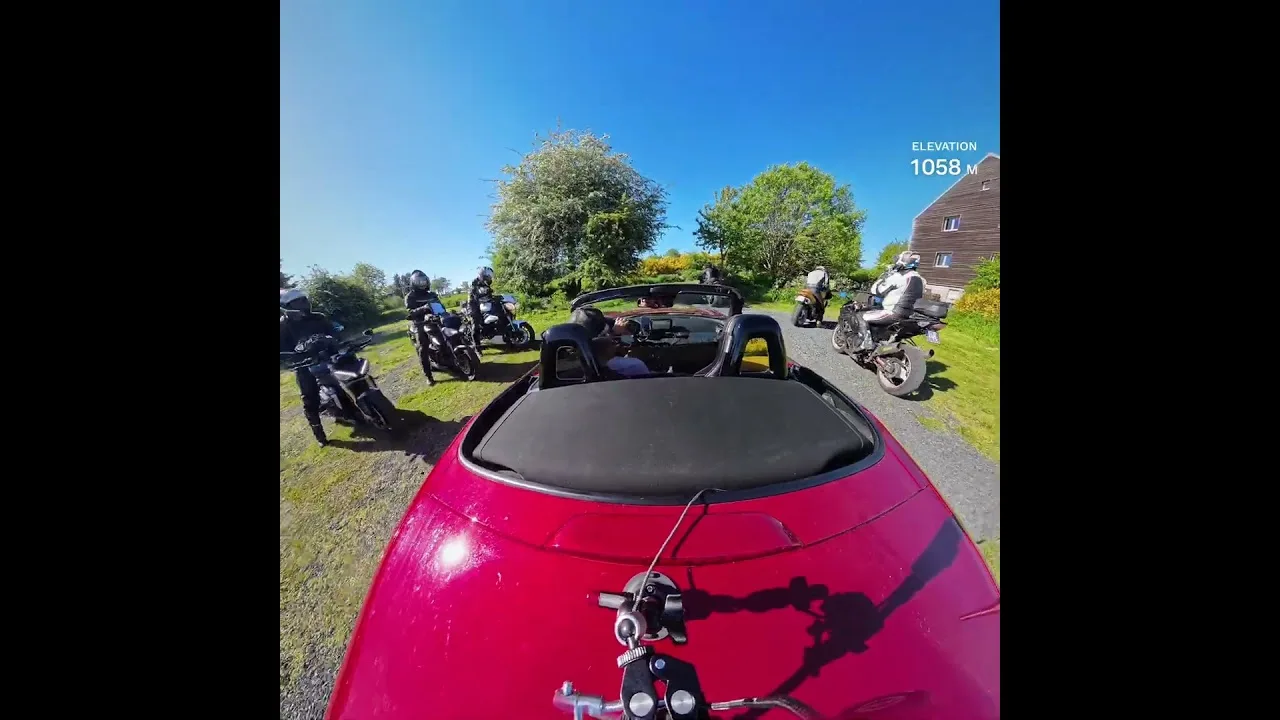 Départ du Road Trip Auvergne avec les copains motards et ma MX5 ND #mx5 #miata #insta360 #moto