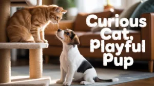 Un chiot Jack Russell joue avec un chat !
