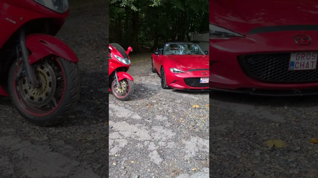 Les rouges sont les plus rapides Triumph ST 1050 & MX5 2.0L #miata #mx5 #triumphmotorcycles